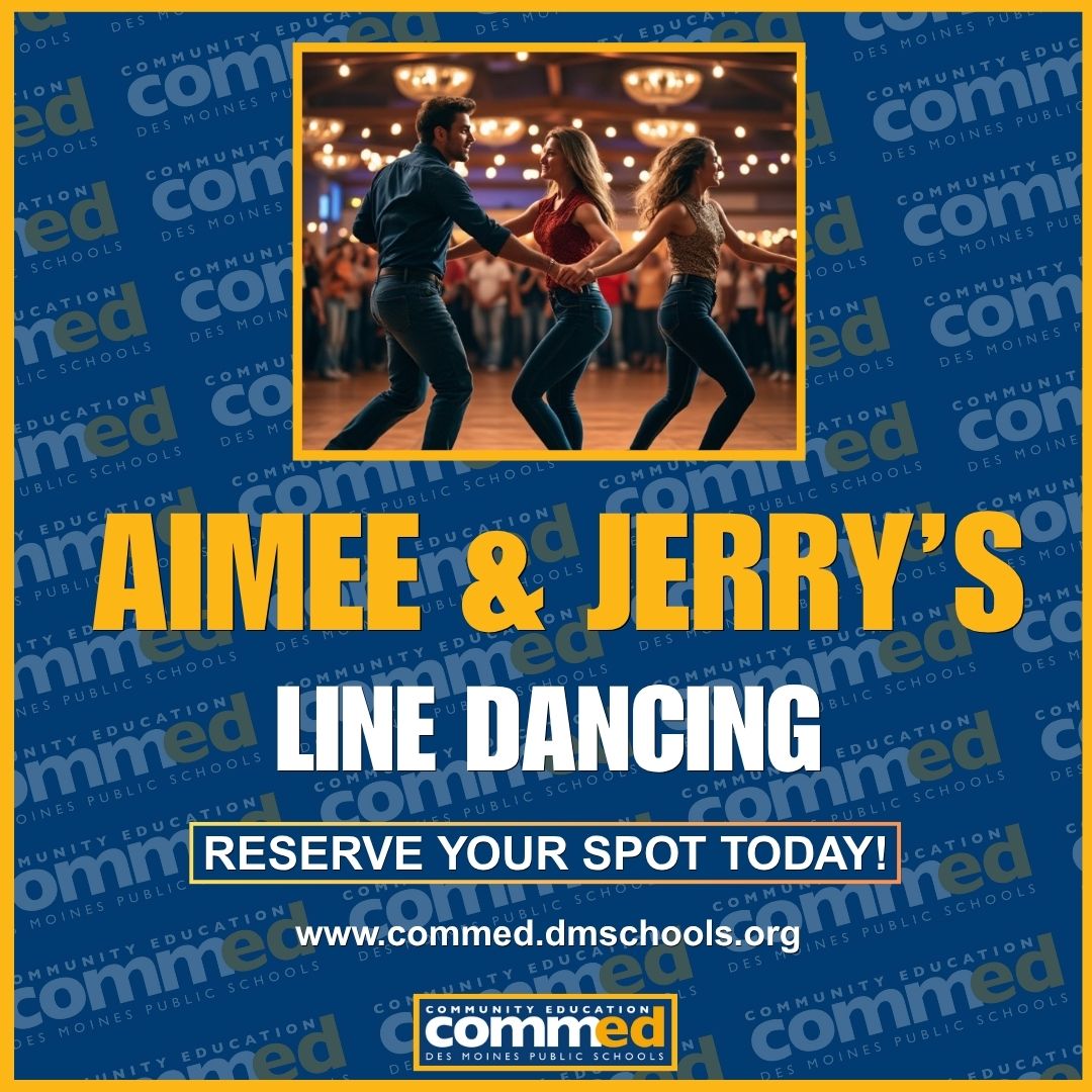 DMPSCommunityEd's tweet image. 🕺💃 Ready to hit the dance floor?

✨ Aimee &amp;amp; Jerry’s Couples Dancing
🤠 Line up with A&amp;amp;J’s Line Dancing
🎶 Country Soul Line Dancing
🧡 Soul Line Dancing – fun, fitness &amp;amp; friends!

👉 Reserve your spot: commed.dmschools.org/programs/adult…

#DMPS #DanceTogether #CommunityEd #DesMoines