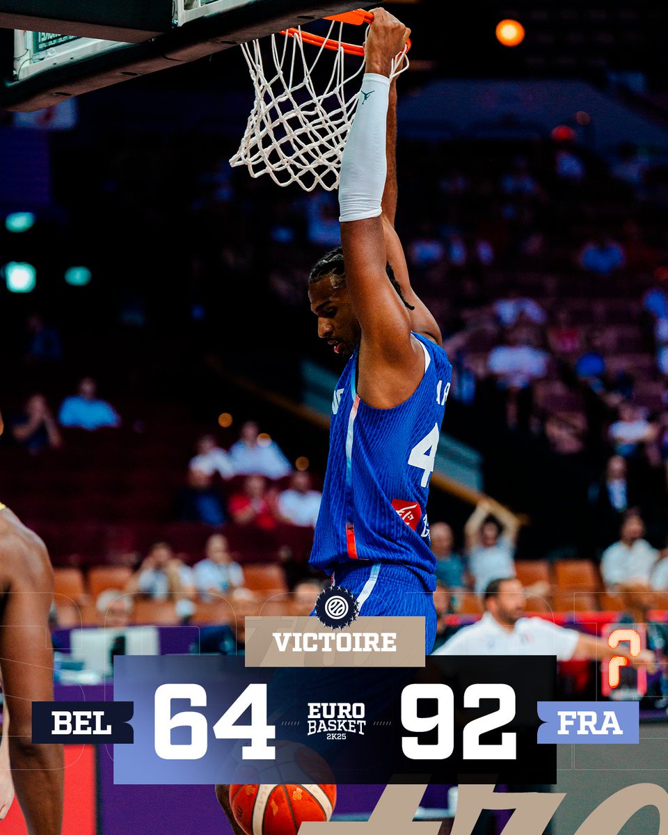 Le job est fait 👏

Les Bleus s'imposent de 28 points face à la Belgique pour leur premier match de l'<a href="/EuroBasket/">FIBA EuroBasket</a> ⚔

#TeamFranceBasket | #PassionnémentBleu | #EuroBasket | #BELFRA