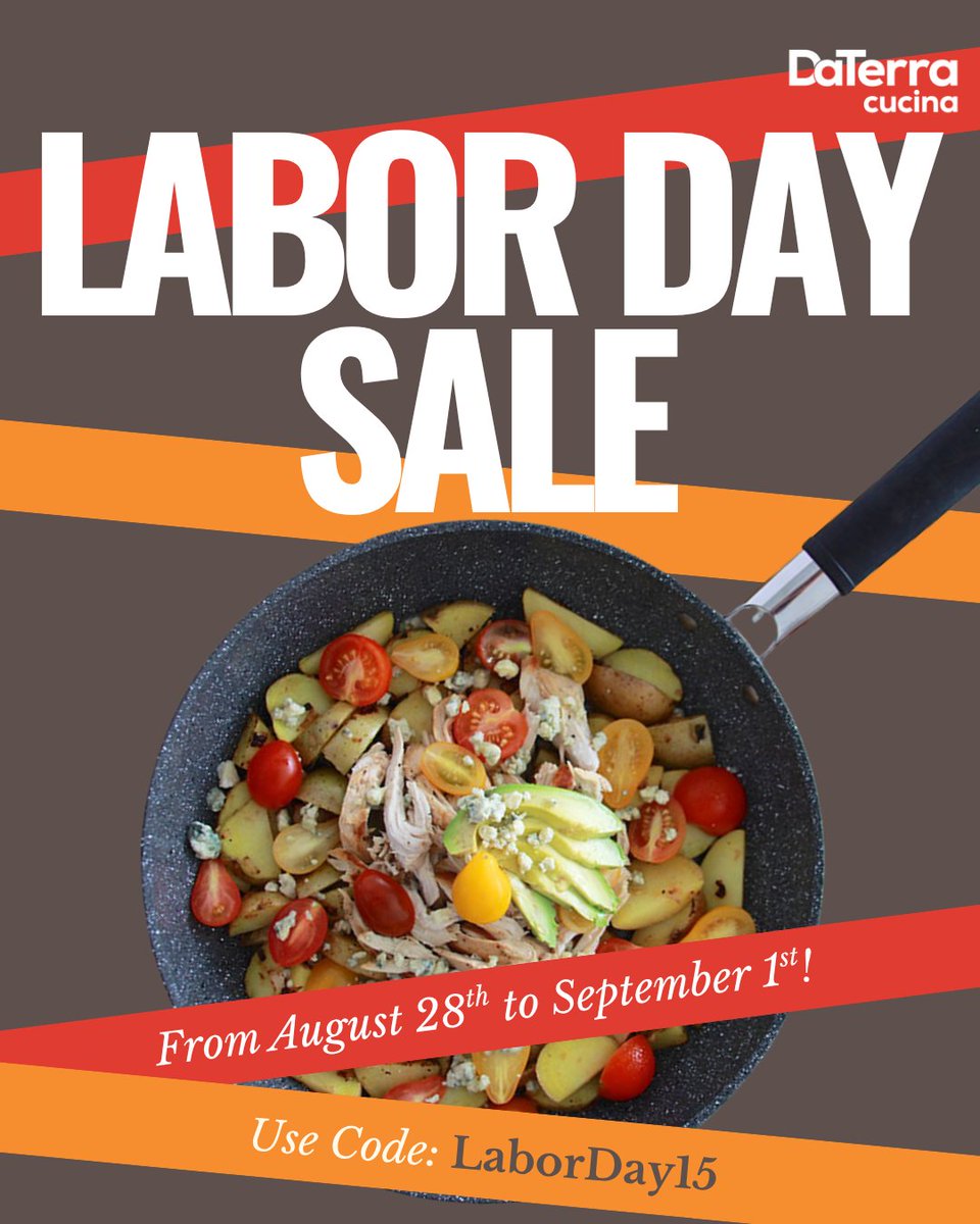 DaTerraCucina's tweet image. Enjoy 15% OFF across all cookware from August 28 to September 1 with code LaborDay15. Because good tools make every dish a little more delicious.  Start shopping here: daterracucina.com/collections/al… #DaTerraCucina #CookwareUpgrade #LaborDay15 #KitchenEssentials #HomeChefTools