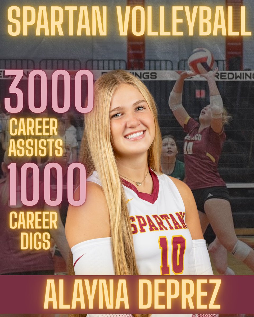 Congrats to Senior, Alayna Deprez who in the season opening Neenah Quad recorded her 3000 Career Assist&amp;1000 Career Dig. Deprez becomes just the 2nd setter in program history to reach the 3000 assist mark and the 1st to record over 3000 assists and 1000 digs in a career. 💪😤🔥