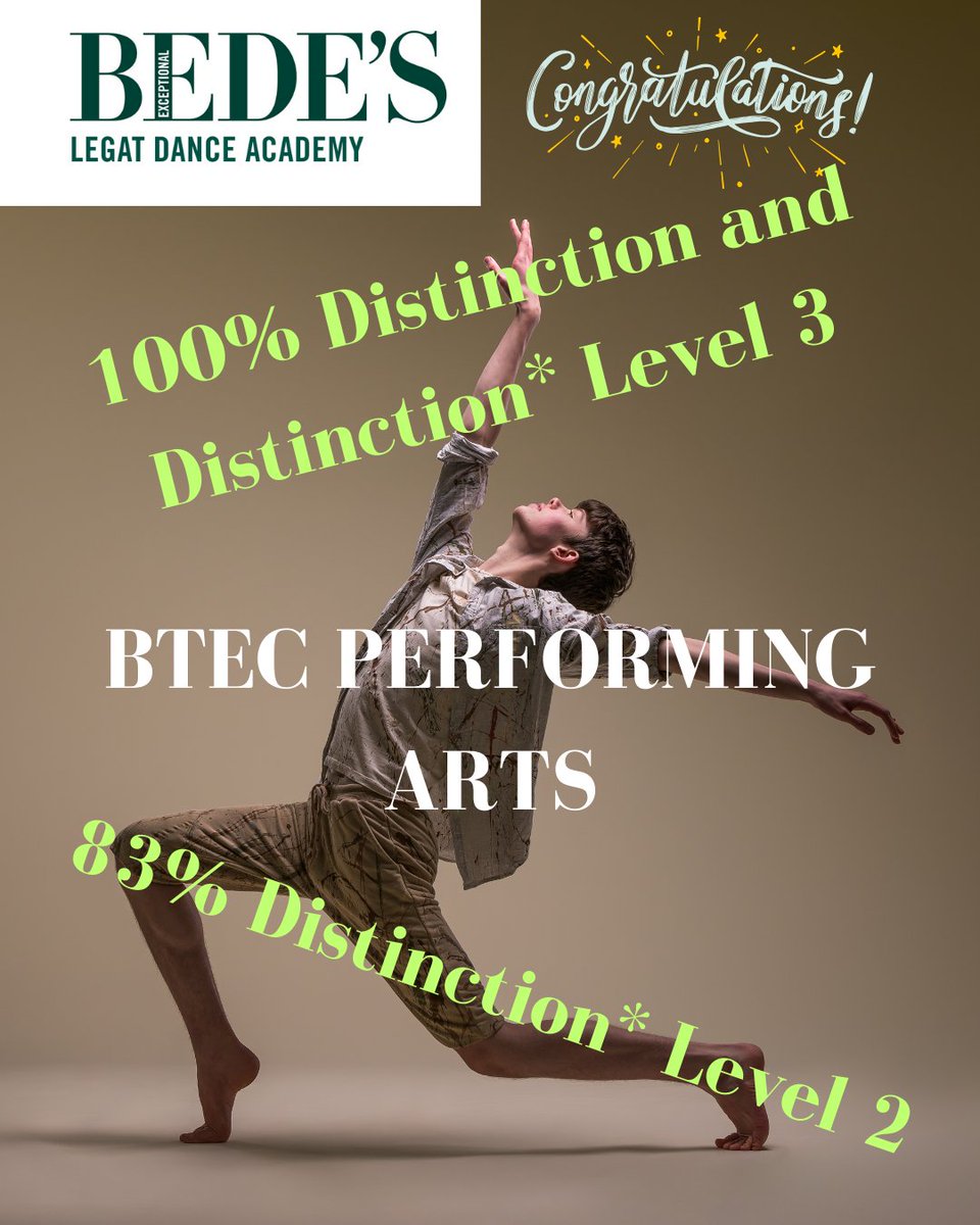We are so proud of our students exam success! The BTEC Performing Arts qualification is available to all students at @bedesseniorschool and is an excellent introduction to the Performing Arts Industry. 

#bedesproud #bedes
#performingarts #dance #theatre
bedes.org/legat