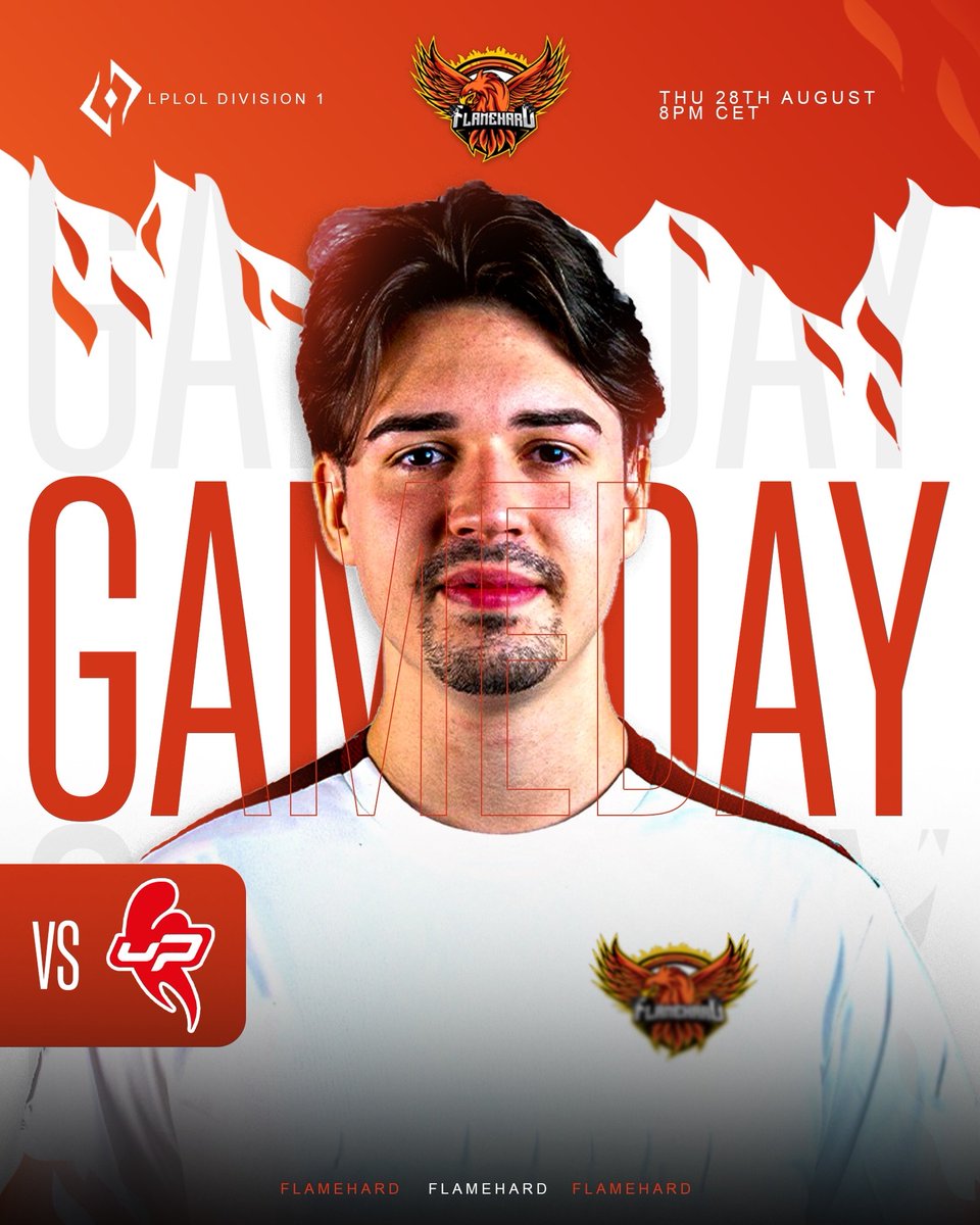 FlameHard's tweet photo. 🔥 GAMEDAY 🔥
BO3 vs @growupesports a win sends us to the Knockout Stage💪
📅 Thu, Aug 28
⏰ 8PM CET
📺 Live: https://t.co/estuz8SvkU
#FlameHard #FlameHardOnTop #LPLOL #GameDay #LoL #Esports #LeagueOfLegends #LOLnaRTP https://t.co/feXjN0OOsL