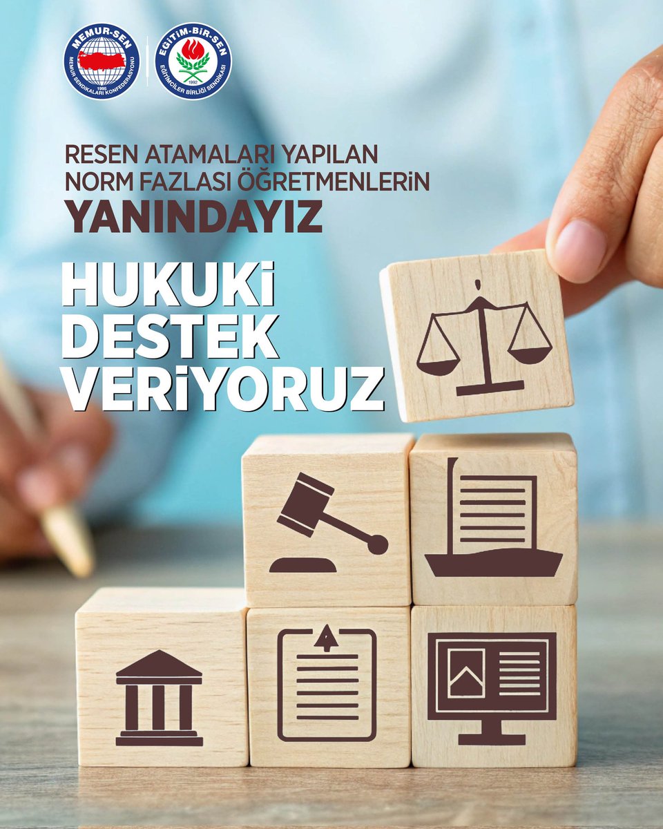 RESEN ATAMASI YAPILAN ÖĞRETMENLERİMİZİN YANINDAYIZ
Norm kadro fazlası gerekçesiyle yapılan resen atamalarda mağdur olan öğretmenler için hukuki destek başlattık.
 Atama işlemlerinin iptali için hukuki destek almak isteyen üyelerimiz bulundukları şubelerimizle iletişime geçebilir