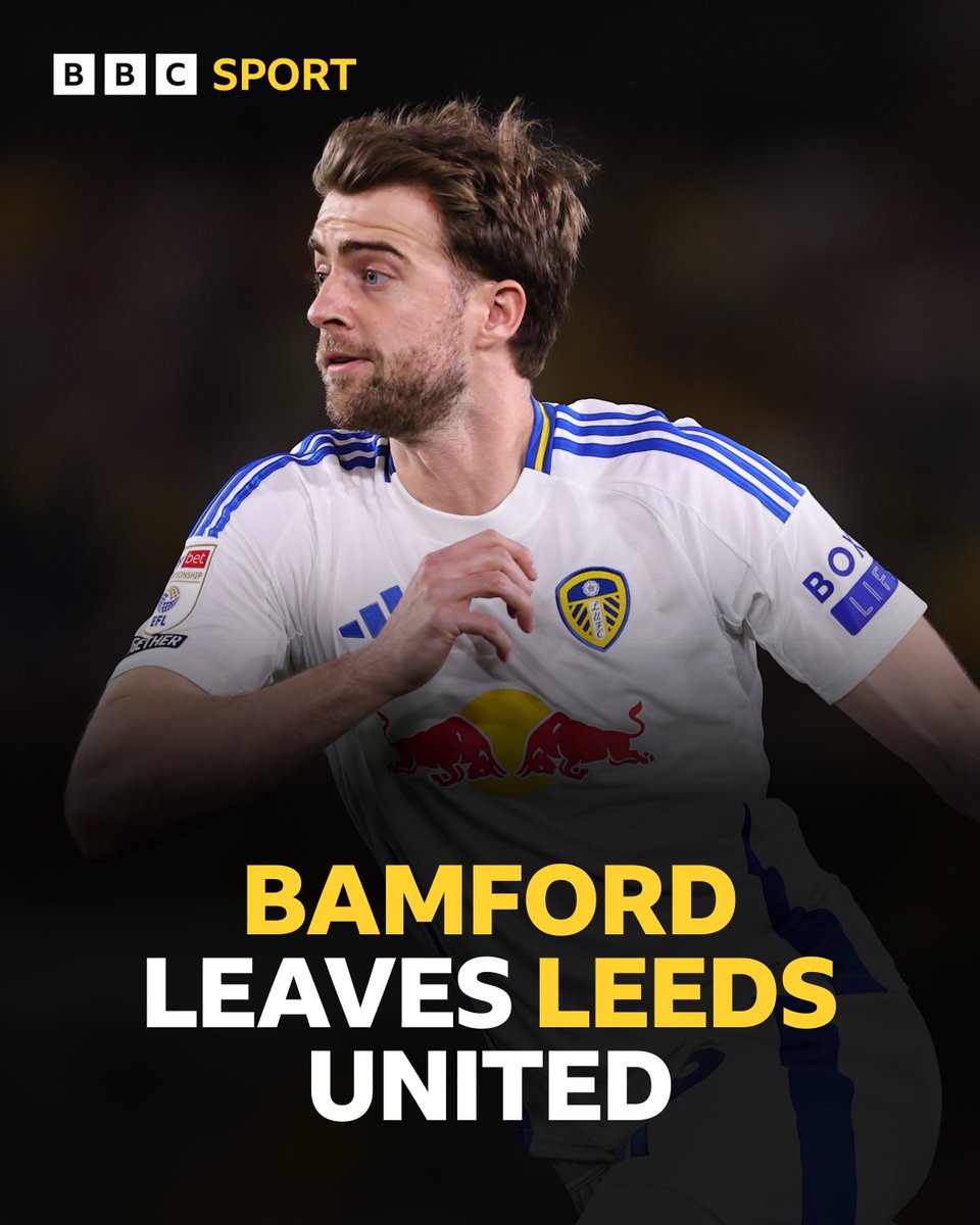 👋 Patrick Bamford departs Leeds United after seven years at Elland Road.

The club confirm the striker's contract has been cancelled by mutual consent with a year remaining on his deal.

#LUFC | #BBCFootball