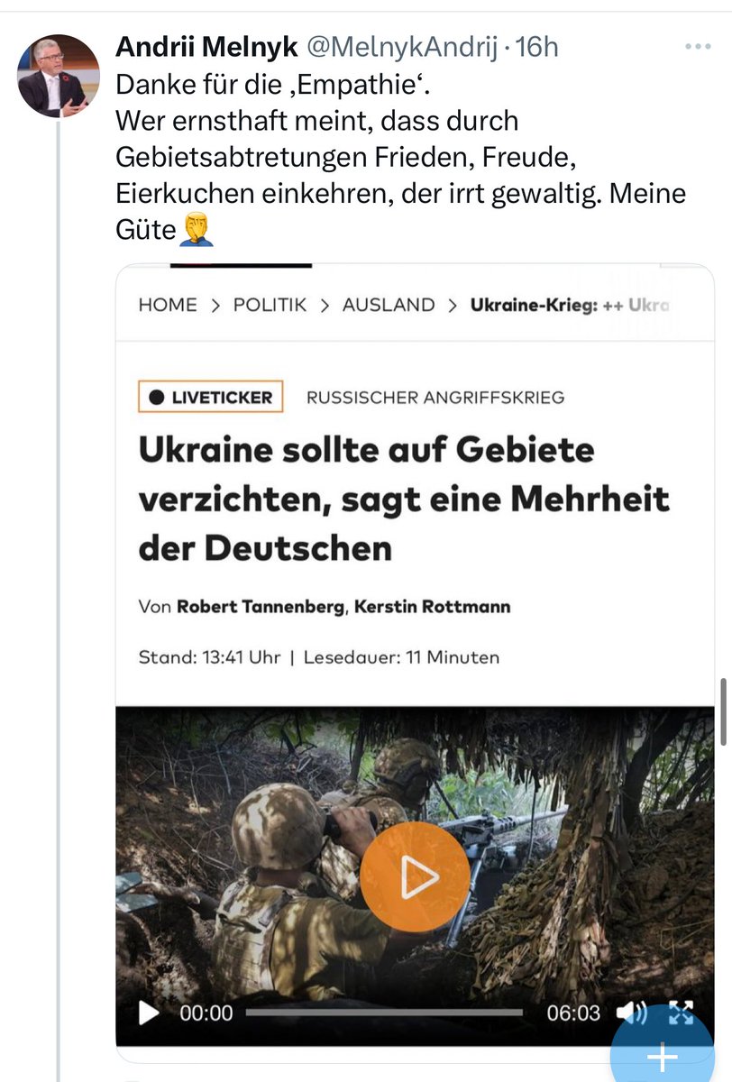 Wie die osteuropäischen Bettler, die dich weiter beleiern, nachdem du ihnen schon Kohle gegeben hat.
Ja André, ihr werdet Gebiete abtreten müssen, sagt danke, dass es bestenfalls nur die Krim und nen paar Ostregionen sein werden und nicht die ganze Ukraine.