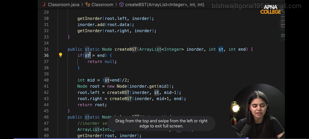 BishwajitG03's tweet image. Day 61 | #100DaysOfCode
๐ Explored important BST concepts today:
Mirror of BST ๐
Sorted Array โ Balanced BST โ๏ธ
Convert BST โ Balanced BST ๐ณ
Thanks to @ShradhaKhapra_ and @ApnacollegeX for the guidance ๐
#DSA #BinarySearchTree #BalancedBST #ShradhaKhapra #ApnaCollege