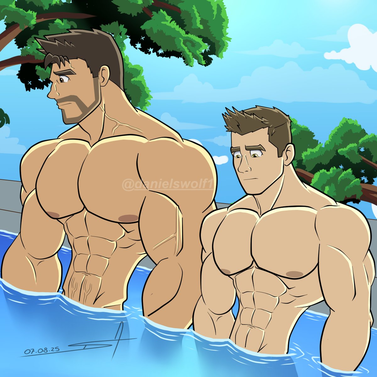DanielsWolf1's tweet photo. They are just too... Shy
#drawing of the day
#ChrisRedfiel
#PiersNivans on my drawing style
#RE5 #RE6 #fanart
#musclecharacter #character #baraart #baraartist #baraartwork #bara #muscled #muscular #muscles #male #maleanatomy #malebody #male #bodybuilder #flex #chest #pecs https://t.co/dApAWbpWPB