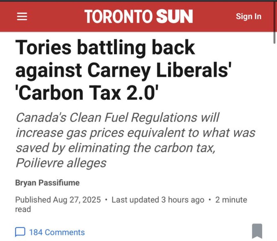 Carbon tax is baaaack. 
Shocker. 

Elbows Up. 
Asses Up. 
Wallets Empty! 

Carney voters got PLAYED!

😂☠️
