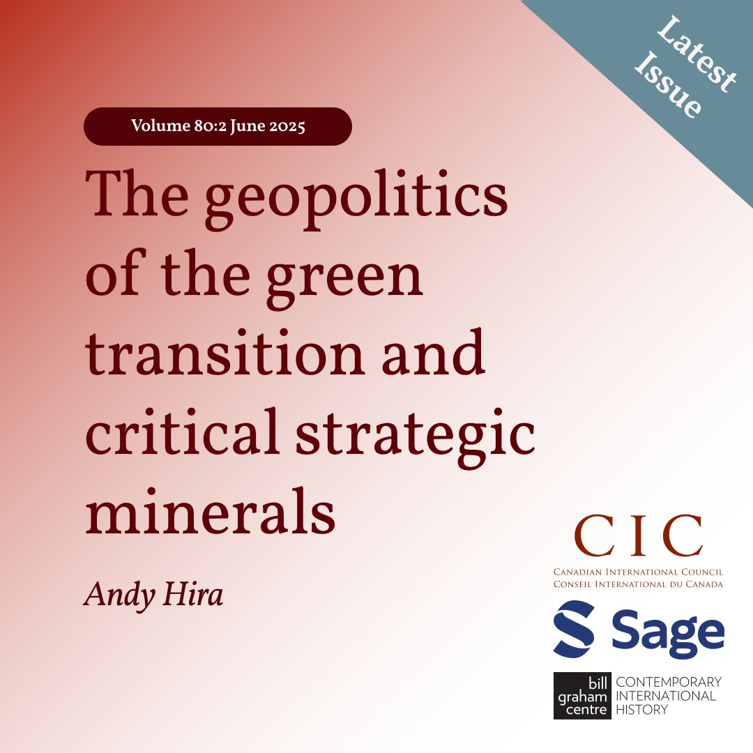 Intl_Journal's tweet image. Oil defined the 20th century. Critical minerals may define the 21st. Andy Hira on the geopolitics of the green transition: doi.org/10.1177/002070…