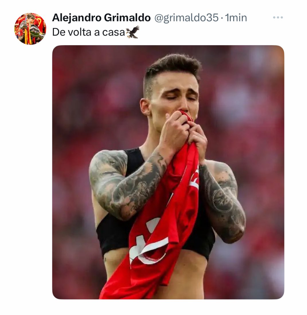 O post do Grimaldo: “de volta a casa” 😍