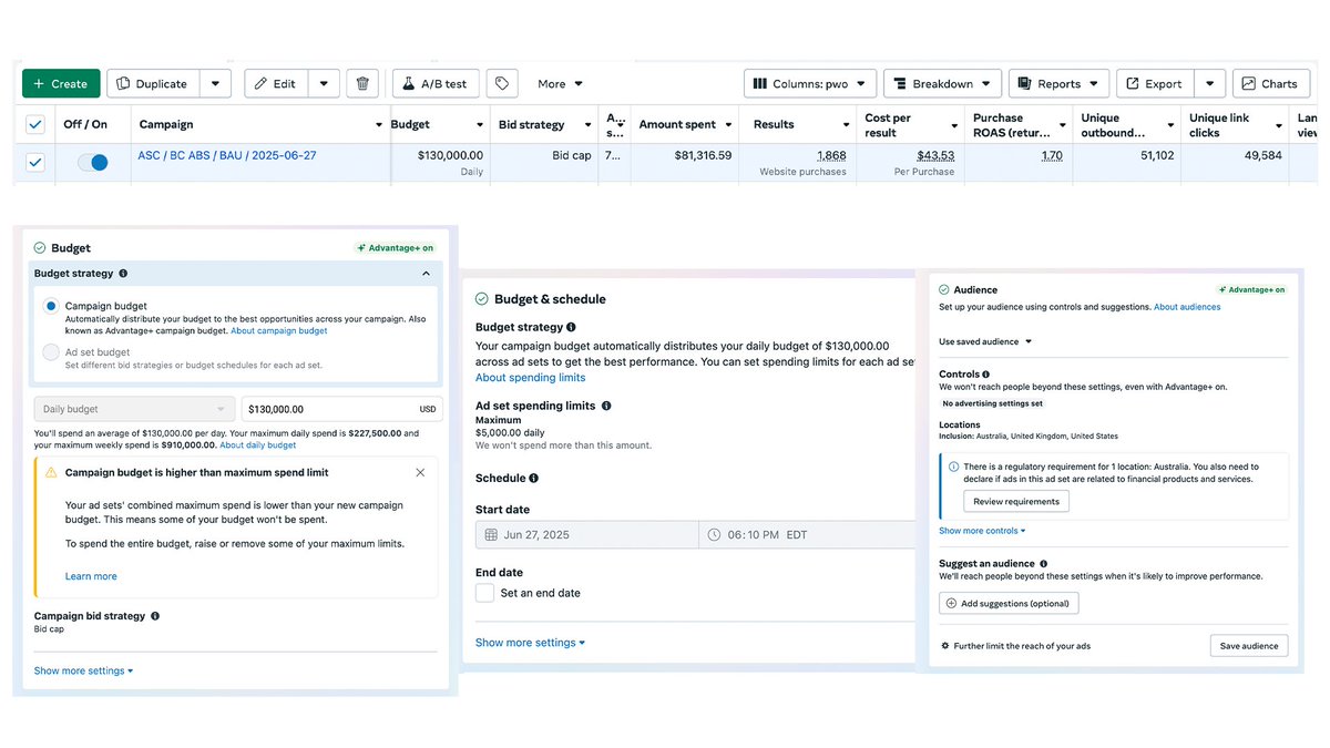 realAlexDJ's tweet image. idk who needs to hear this but try relaunching your top 50 diverse creatives into a single adset bidcap cbo.

Super inflated budget $100k+ w the adset having a max spend cap to prevent blowing (put the spend you want daily here) &amp;amp; an inflated bid ($10-15 above account avg cac)…