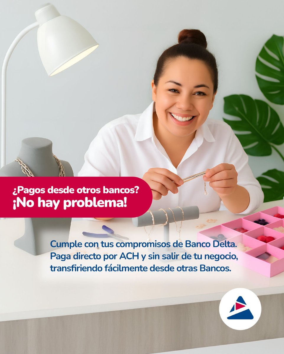 ¿Pagos desde otros bancos? ¡No hay problema! 🚀

Con ACH de Banco Delta, cumple con tus compromisos sin salir de tu negocio. ¡Paga fácil y rápido desde otros bancos!

#PagosACH #BancoDelta #microempresas   #CaminosDeÉxito #BancaDigital #Panamá