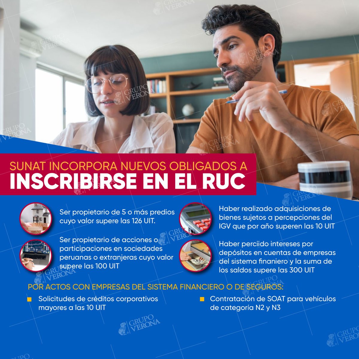 GrupoVerona's tweet image. 📰 #Supuestos para los #nuevos #obligados a #inscribirse en el #RUC ⤵️ A través de la RSN° 130-2024/SUNAT, se #incorporan #nuevossupuestos de #inscripción en el RUC 🔑 #GrupoVerona #tributario #JoseVerona #SUNAT #empresario #éxito #grupoverona #abogado #master #asesordenegocios