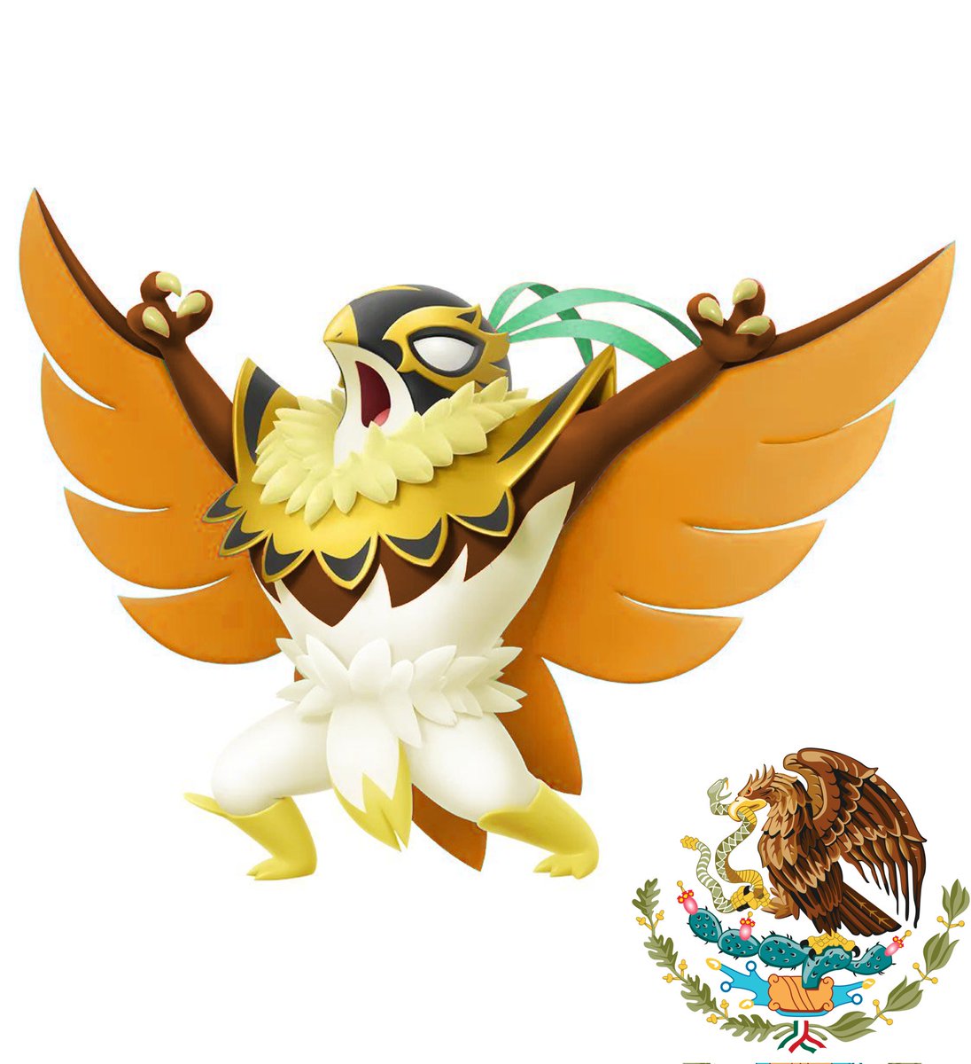 I get that shiny Hawlucha is supposed to resemble a heel, but hear me out on the Golden Eagle color scheme....