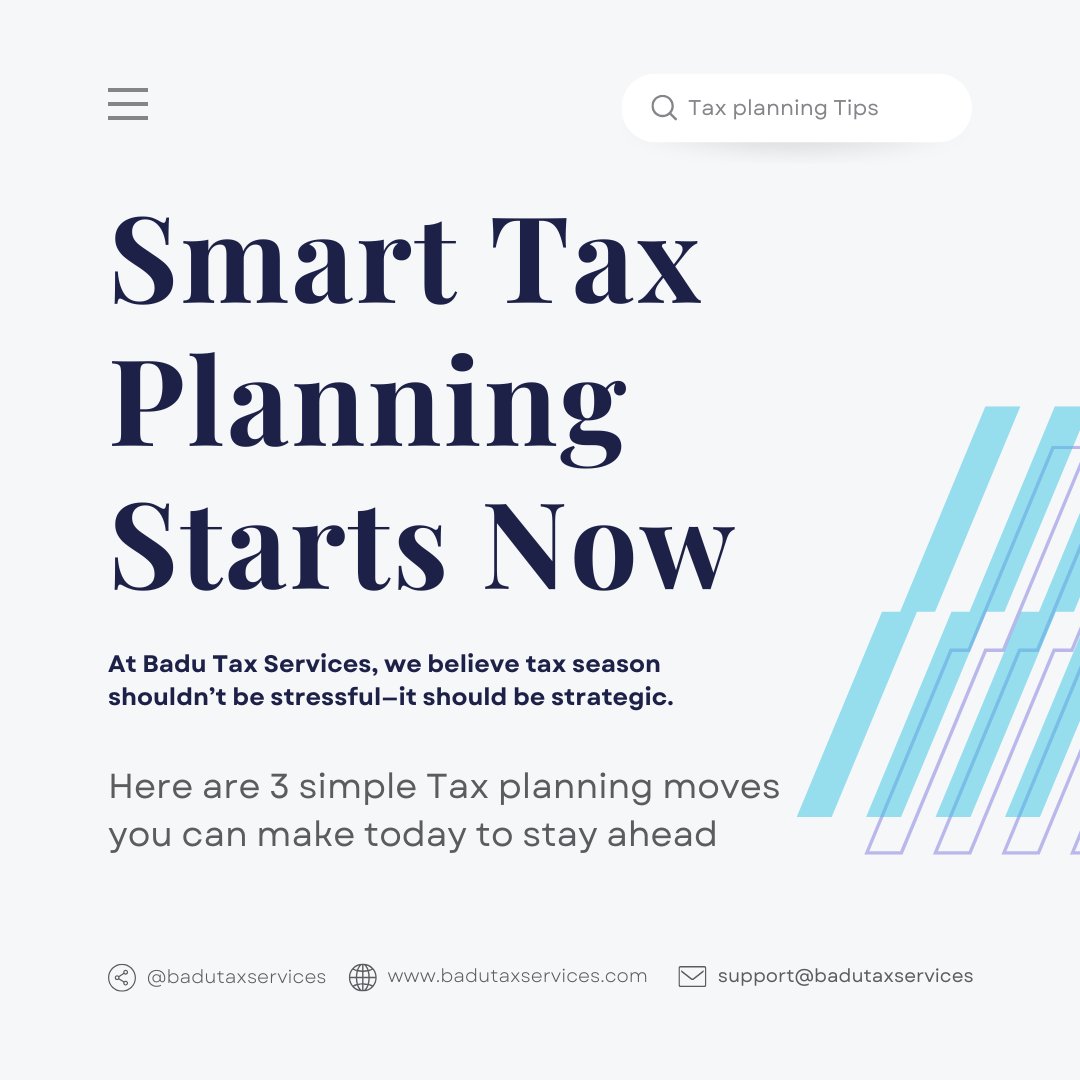 BaduTaxServices's tweet image. 🧠 Tax season doesn’t have to be stressful—make it strategic with Badu Tax Services.

✅ Self-employed? Small biz? We’ve got you covered. 📲 DM us or file here: bit.ly/3D5Pe4E

#TaxTips #BaduTaxServices #FileSmart #FinancialFreedom
