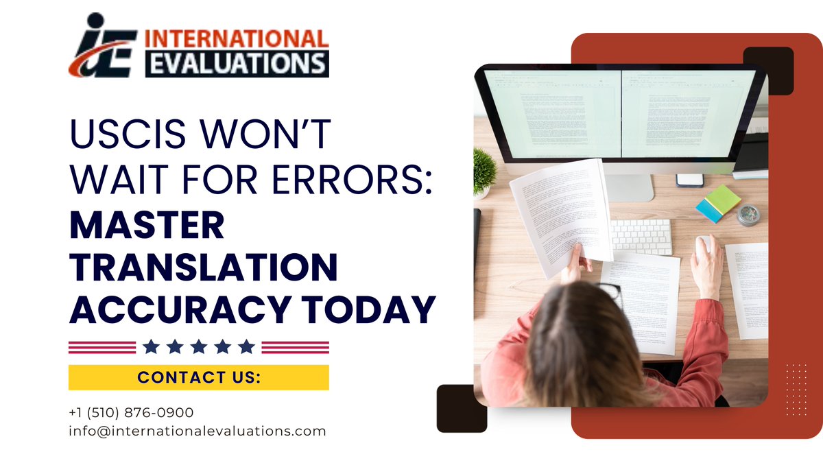 Inevaluations's tweet photo. USCIS won’t wait for translation errors.
Even a small mistake can cost you time-or your immigration status.
Your future deserves accuracy. Don’t take chances.

🔗 https://t.co/xxWPXleeAr
#USCIS #CertifiedTranslation #ImmigrationSupport #Translation #InternationalEvaluations https://t.co/ZgnwJ4mP9I