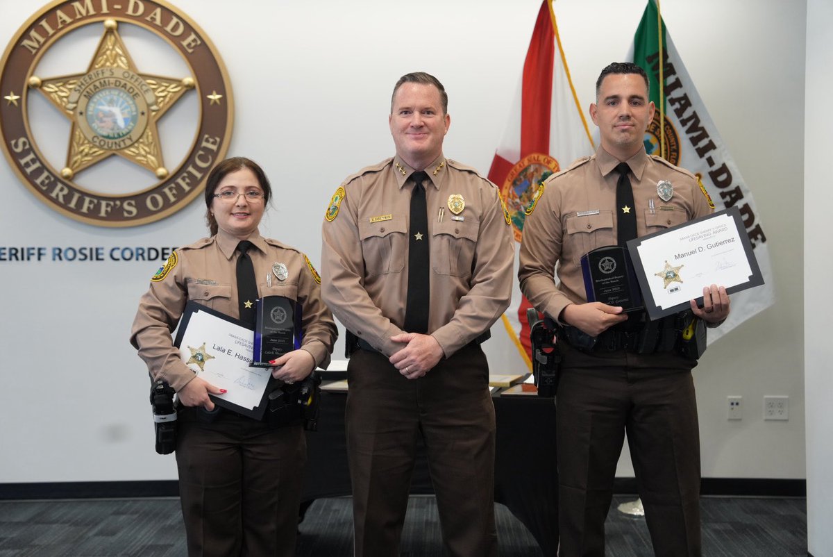 🌟 The Miami-Dade Sheriff’s Office is proud to recognize Deputies Manuel D. Gutierrez and Lala E. Hassenberg as our Deputies of the Month for June 2025.

On May 20, 2025, Deputies Gutierrez and Hassenberg, along with Sergeant Kristian A. Cruz, responded to a crisis call involving