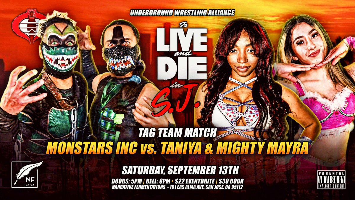 9/13 San Jose 
Monstars Inc #chupacabra/<a href="/moizilla_kaiju/">Moizilla</a>
 return to take on #Taniya &amp; #MightyMayra in tag team action! 

Get tickets NOW
eventbrite.com/e/129800885241…