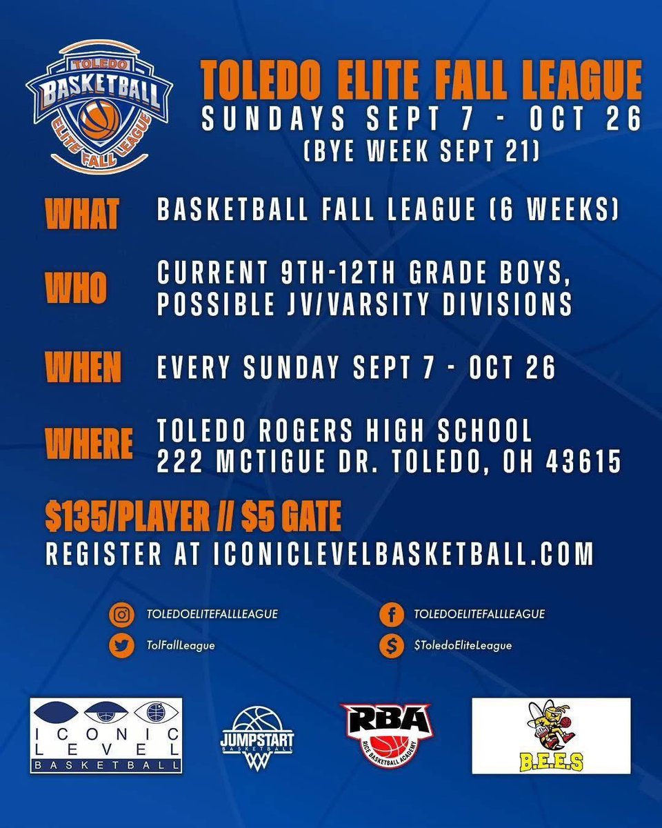 jumpstartbball's tweet photo. Toledo Fall Basketball Leagues for boys and girls!!! Get signed up. ✅💪 https://t.co/tJfIxFxCw8