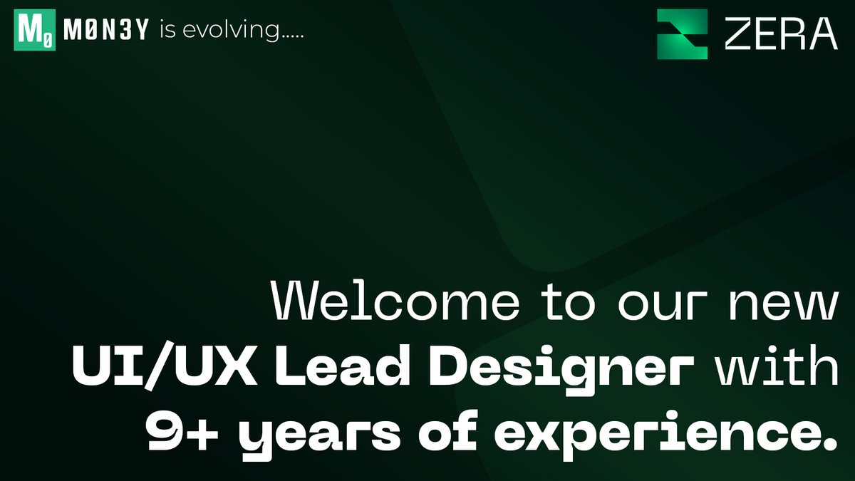 We’re thrilled to officially welcome our new UI/UX Design Lead to #M0N3Y / <a href="/ZeraLabs/">ZERA</a>

With 9+ years of experience across fintech, banking, healthcare, and e-commerce, he brings both versatility and deep specialization in payments and financial technology.

He has designed