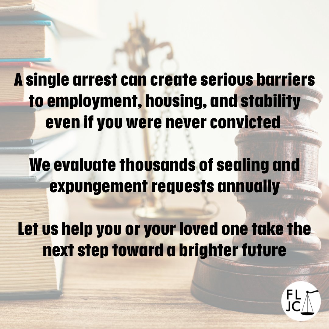A criminal record doesn’t have to define your future.
A member of our team can review your situation and help determine if you’re eligible for sealing or expungement services. Visit fljc.org to get started today. #ReentrySupport #LegalHelp