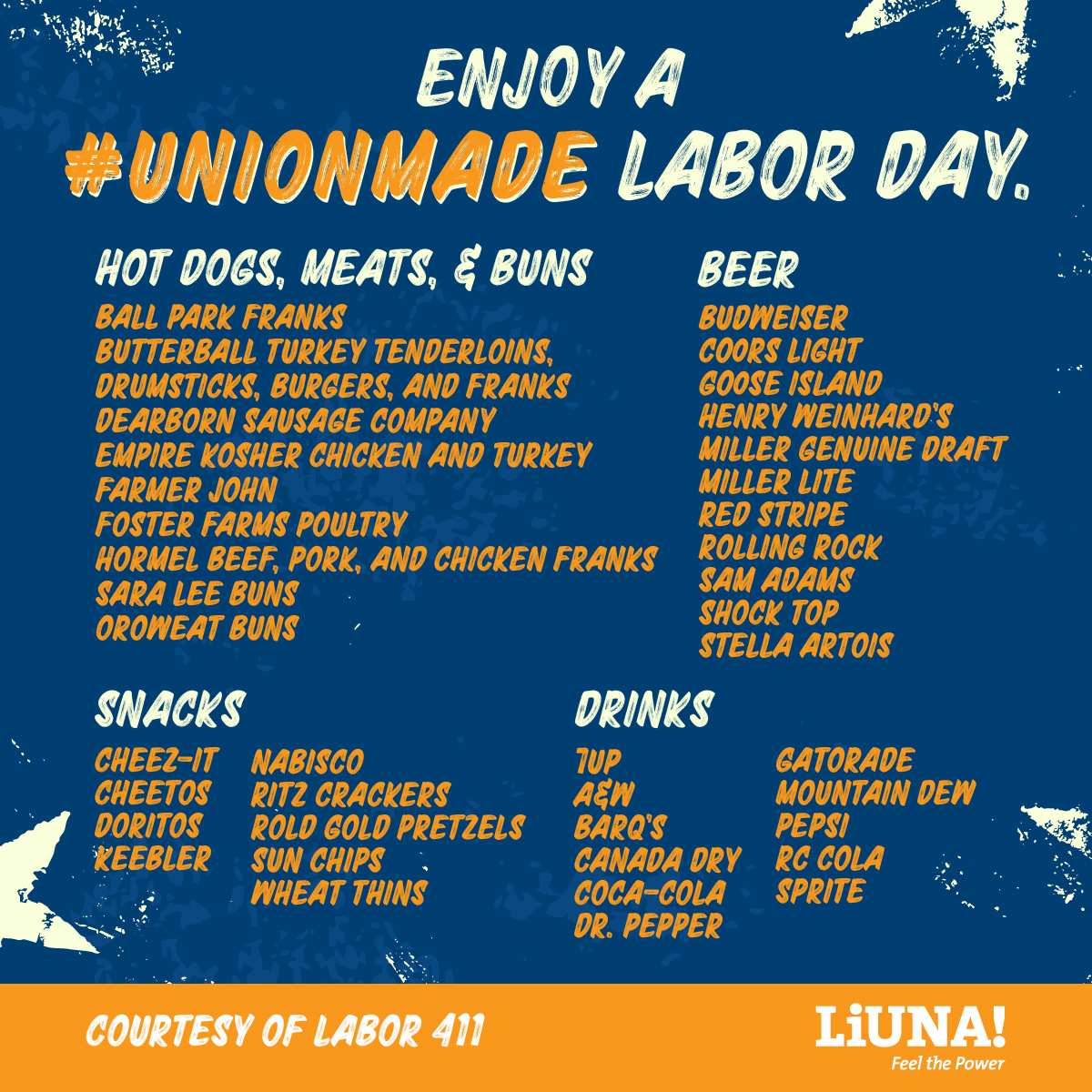 LIUNA's tweet photo. Get ready for Labor Day weekend with these union-made essentials courtesy of @Labor411. Back the brands that back workers and celebrate the holiday the right way. 

#UnionMade #LaborDay #UnionStrong #FeelThePower #Labor411 https://t.co/or4HsCNBr0