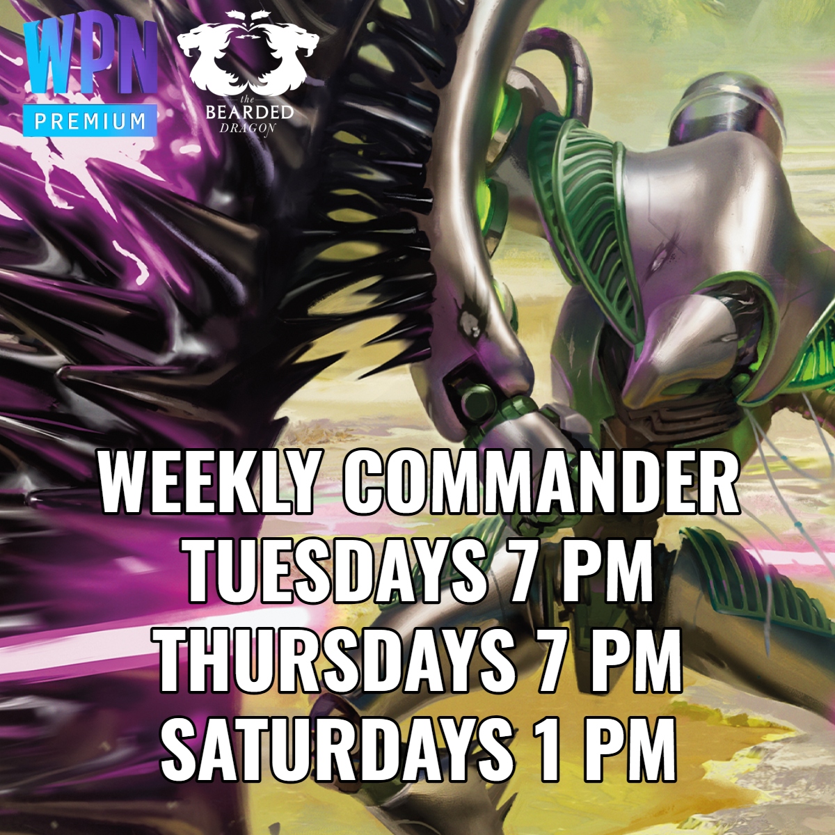 We cordially invite you to join our fantastic Commander community! Whether you're a seasoned planeswalker or just getting started, there's a seat at our table. Come play at The Bearded Dragon in Bernardsville, NJ!