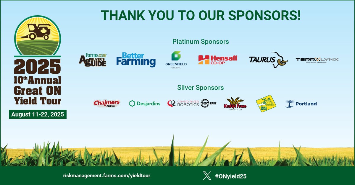 FINAL RESULTS- #ONYield25 #Corn 178.93bpa #soybeans 46.61bpa
<a href="/Maizex/">Maizex Seeds</a> <a href="/OntAg/">Farms.com Ontario</a> <a href="/ivanpetersen77/">Ivan Petersen</a> <a href="/TaurusAgTeam/">Taurus Ag</a> <a href="/BetterFarmingON/">Better Farming | It's Farming. And It's Better.</a> <a href="/Terralynx_ai/">Terralynx</a> <a href="/HDCAgronomy/">Hensall Co-op Agronomy</a> #GreenfieldGlobal <a href="/AodinM/">Aodin MacDonell</a> <a href="/ZChanyi/">Zach Chanyi</a> <a href="/RCKuebler/">Ralph Kuebler</a> #ChalmersFuels <a href="/OntarioSoilCrop/">Ontario Soil & Crop</a> <a href="/DesjardinsGroup/">Desjardins Group</a> <a href="/GRRobotics/">Grand River Robotics</a> <a href="/HuttenHenry/">Henry Hutten</a> #Portland