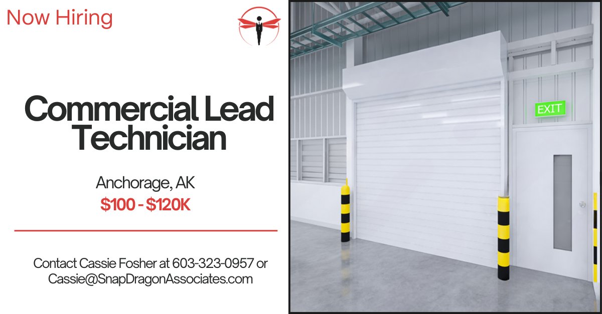 📍 Anchorage, AK: Hiring a Commercial Lead Technician

• $30–$40/hr | $100K–$120K potential
• Full benefits + company truck
• Install/repair sectional &amp; high-speed doors
• Crew leadership + training role

Apply: ow.ly/szNT50WNuW4

 #alaska #commercialdoors #nowhiring
