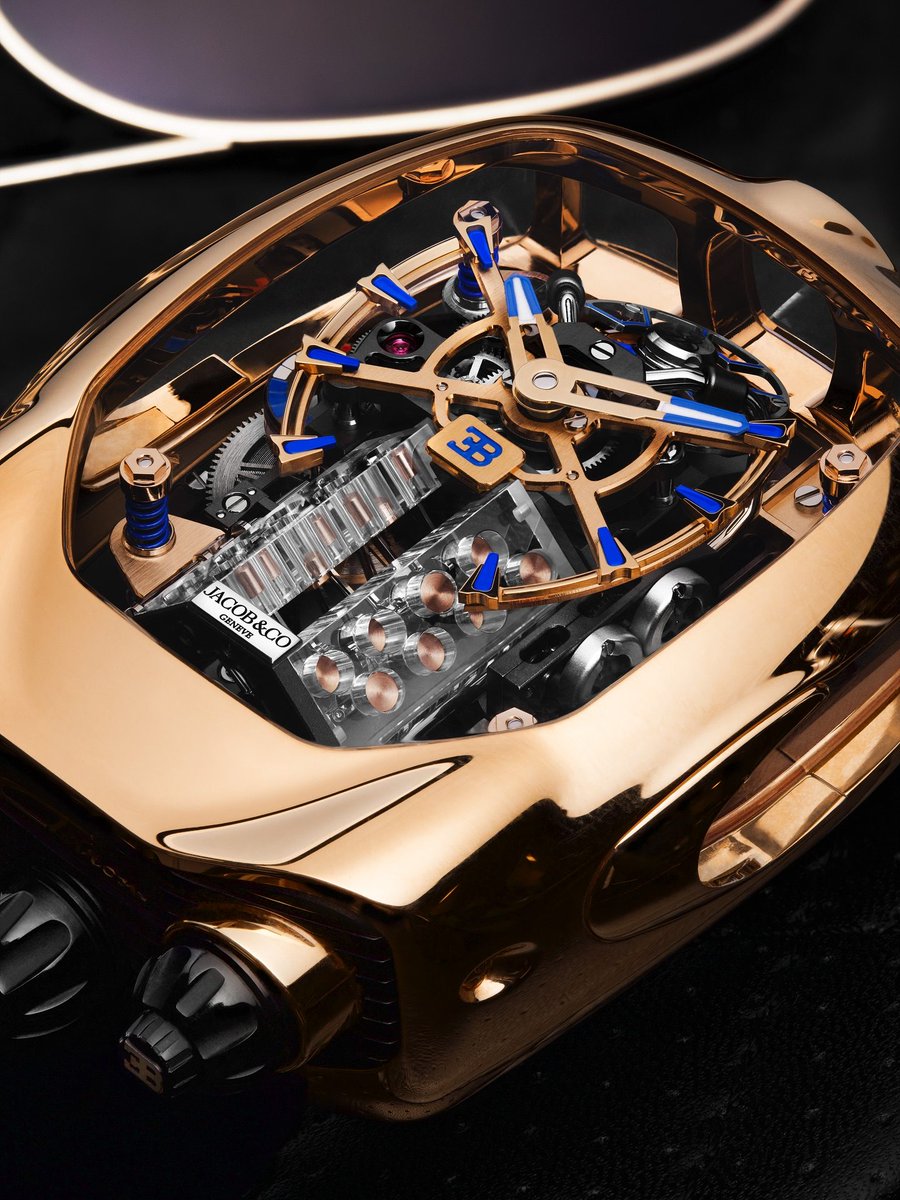 A fusion of extreme luxury and innovation. The Bugatti Chiron Tourbillon redefines car-inspired timepieces — where cutting-edge design meets horological excellence. Every angle, every detail, a tribute to performance without limits.

55 x 44-mm rose gold case
W16 engine block