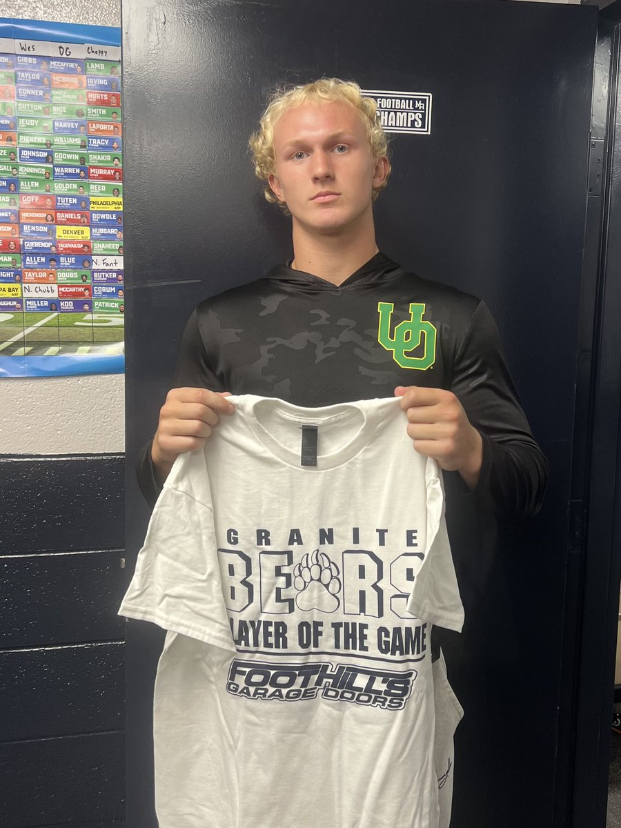 congrats to <a href="/GraniteBears/">MA Athletics</a> 🏈 #19 <a href="/Saul_Oakley19/">Saul Oakley</a> this weeks FOOTHILLS GARAGE DOORS Player of the Game vs Starmount GO 🐻
<a href="/GraniteBearsFB/">Mount Airy Football</a> <a href="/MACSchools/">Mount Airy City Schools</a> <a href="/granitesquad/">GSOD</a> <a href="/MrCoryLeeSmith/">Cory Smith</a> <a href="/MABearHistorian/">MA Bears Historian</a> <a href="/CoachATaylorMA/">Austin Taylor</a>