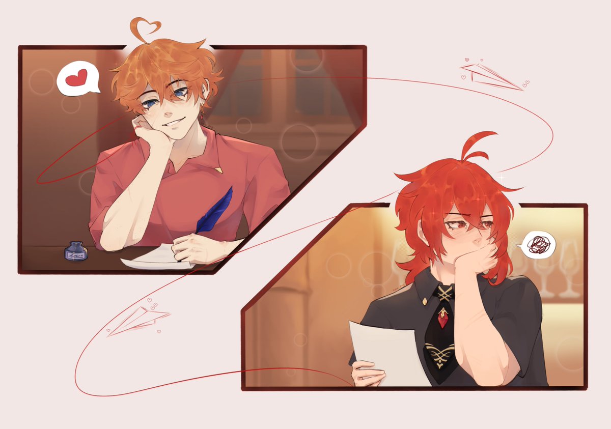 WOOO HAPPY ZINE RELEASE DAY! I was happy to be able to participate in oomf's chiluc zine :D Here is my submission <3 If you want to see more there is a 🔗 below to the whole free zine!

#chiluc #tartaglia #Diluc