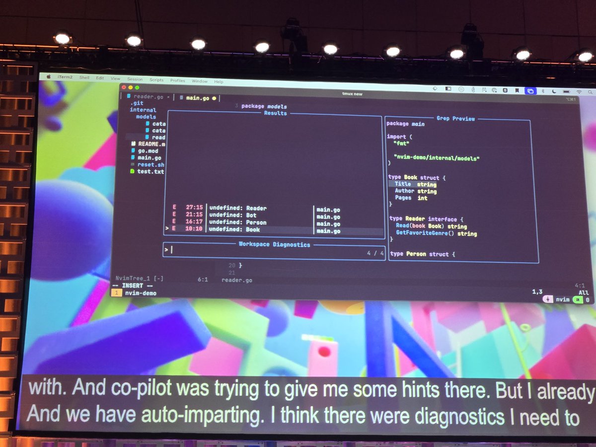 Next up, it's #neovim demo time! #GophersUnite