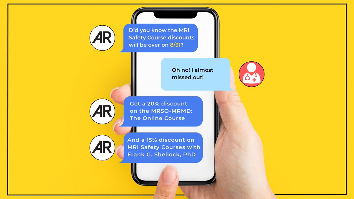 Applied_Rad's tweet image. Don't miss out!

MRI Safety Courses with Frank G. Shellock, PhD 🔗 bit.ly/44sPQzu
MRSO-MRMD The Online Course 🔗 bit.ly/3TuFXLn

#MRIsafety #ContinuingEducation #RadEd #MedEd