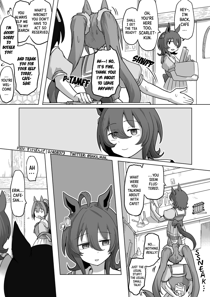 thingsthatdo's tweet photo. Tachyon doesn't like where this is going (by baka_man_) #UmaTranslations https://t.co/xlkC2gKJuy