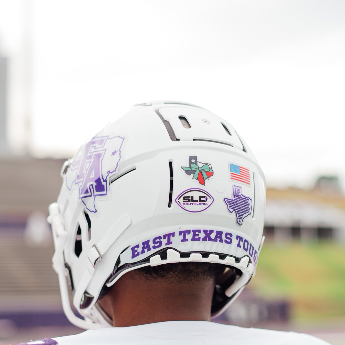 Beginning with tonight’s game at Houston, <a href="/SFA_Football/">Lumberjack Football</a> will wear a green ribbon over the state of Texas on their helmets throughout the 2025 season in memory of the victims and all those impacted by this summer's devastating floods. #TexasStrong #AxeEm | <a href="/SFA_Athletics/">SFA Athletics</a>