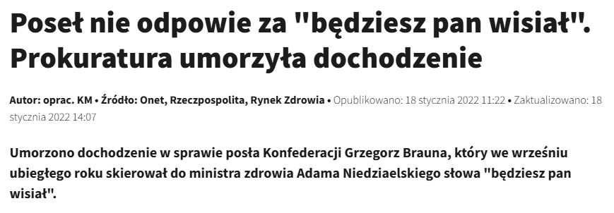 Sprawa ze stycznia 2022 roku, ale warta przypomnienia. Państwo silne wobec słabych, słabe wobec silnych.