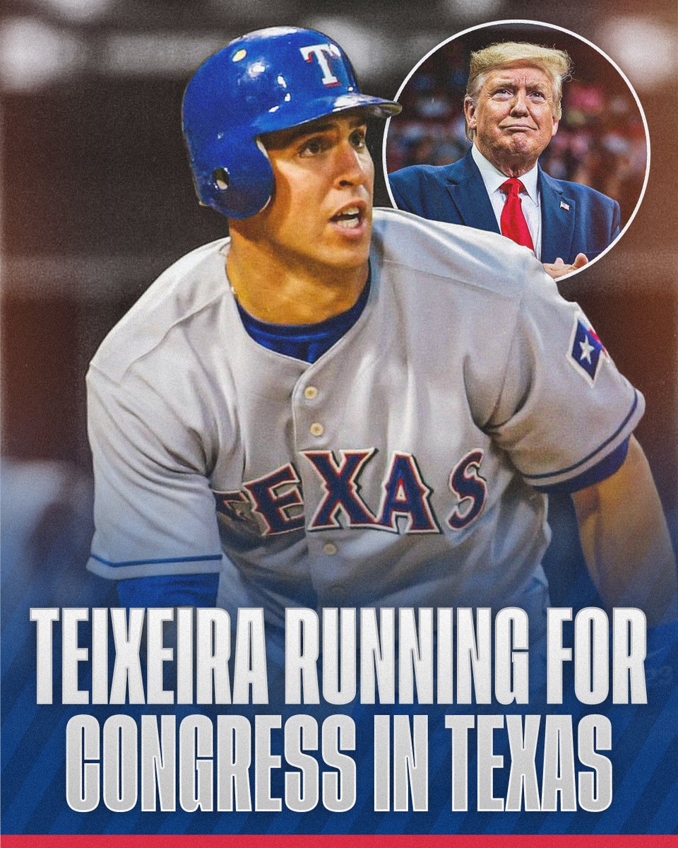 Former Texas Rangers first baseman Mark Teixeira announced this morning on X that he is running for Congress as a Republican in Texas’ 21st district 🇺🇸

The 14-year MLB veteran said he is "ready to help defend President Trump’s America First agenda" 

The 3x All-Star, 5x Gold