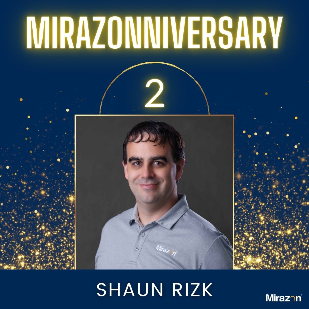 🎉 Today we’re celebrating Shaun’s 2nd #Mirazonniversary!
In just two years, he’s made a huge impact with his expertise, dedication, and positivity. Here’s to many more years of success together—thanks for all you do, Shaun! 🙌 #TeamMirazon