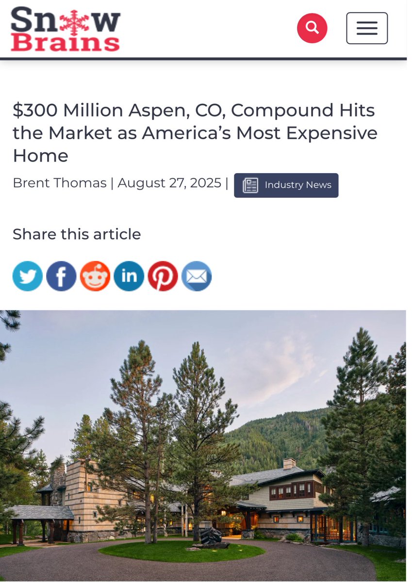 Most expensive home in U.S. listed for $300 Million. The 18,000 sq ft home  in Aspen comes furnished 