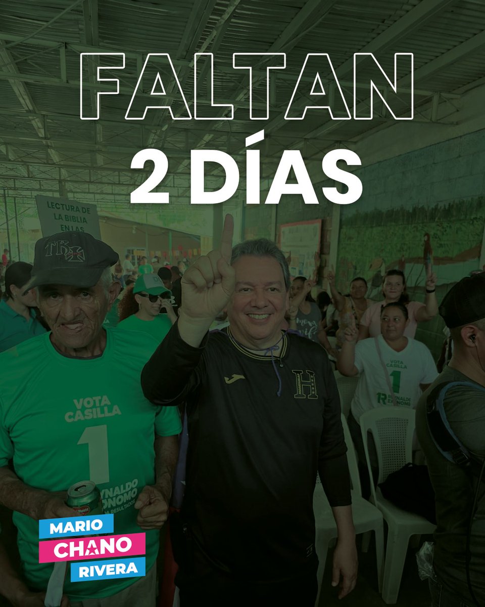 📢 La cuenta regresiva avanza… ⏳
En 2 días arranca el camino hacia el verdadero cambio que nuestro país merece. 💚🇭🇳😎💪
#ArrancamosJuntos  #Vota1 #Honduras2025 #ParaTi  #LaOlaVerde #PresidenteChano #UnidosPorElCambio #GranCaravana #InicioDeCampaña #HondurasConChano
