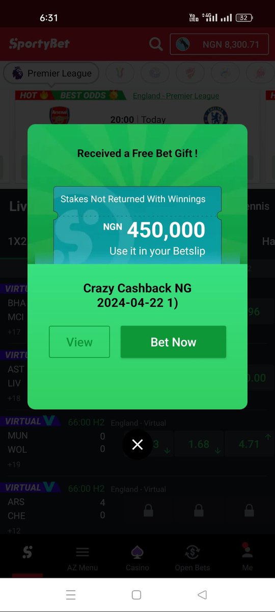 The joy when you see this free bet from sportybet Nig