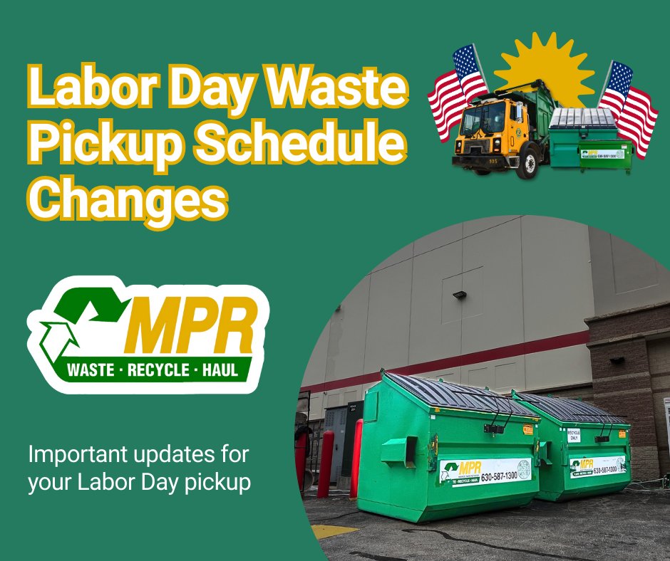 mpr_social's tweet photo. Labor Day Service Update – MPR | Midwest Paper Retriever

Service Schedule:

Mon 9/1 → Tue 9/2
Tue 9/2 → Wed 9/3
Wed 9/3 → Thu 9/4
Thu 9/4 → Fri 9/5
Fri 9/5 → Sat 9/6

Have a wonderful &amp; safe Labor Day!

https://t.co/1CWB6AWEfa https://t.co/sCnOZOrjQQ