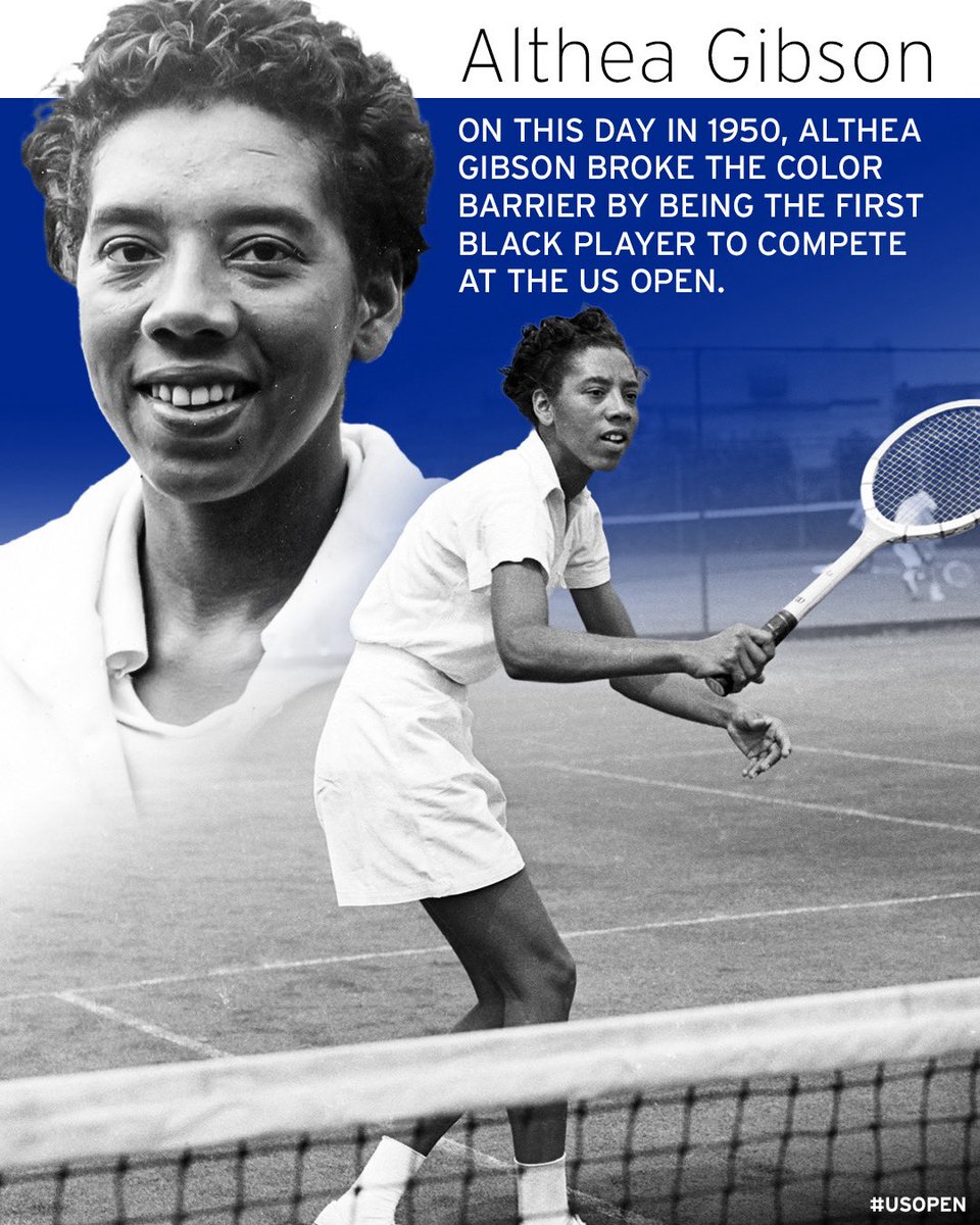 usopen's tweet image. On this day in 1950, Althea stepped on a US Open court and the rest is history. 💙