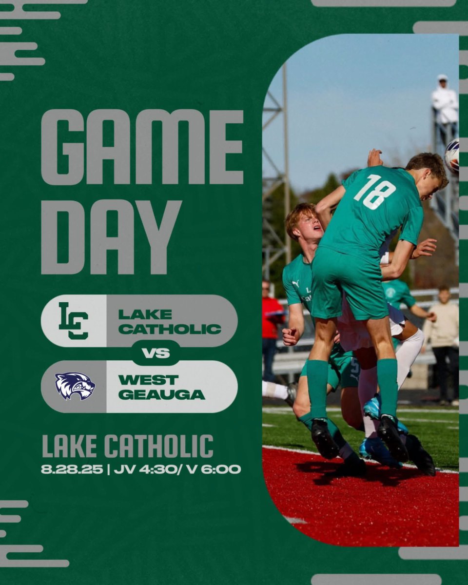 Matchday 5 at home vs West Geauga
JV kickoff at 4:30pm
Varsity kickoff at 6pm
#UpTheGreen #Family
<a href="/LCCougarsAD/">Lake Catholic HS Athletics</a> <a href="/lakecatholic/">Lake Catholic</a>