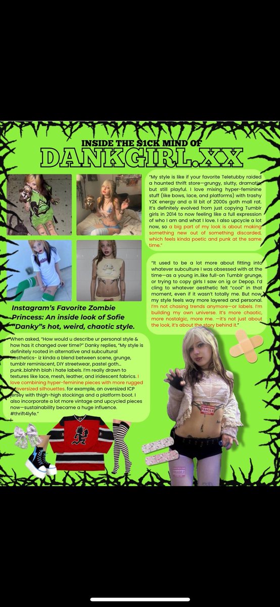 rxshawti's tweet photo. get a little look into my mind and where i draw my inspirations from… ch3ck out  this zine /interview of me, by @ s1ckfxck. 
IG: @ dankgirl.xx 🩹🩹🪽 https://t.co/OPtqjwYzWl