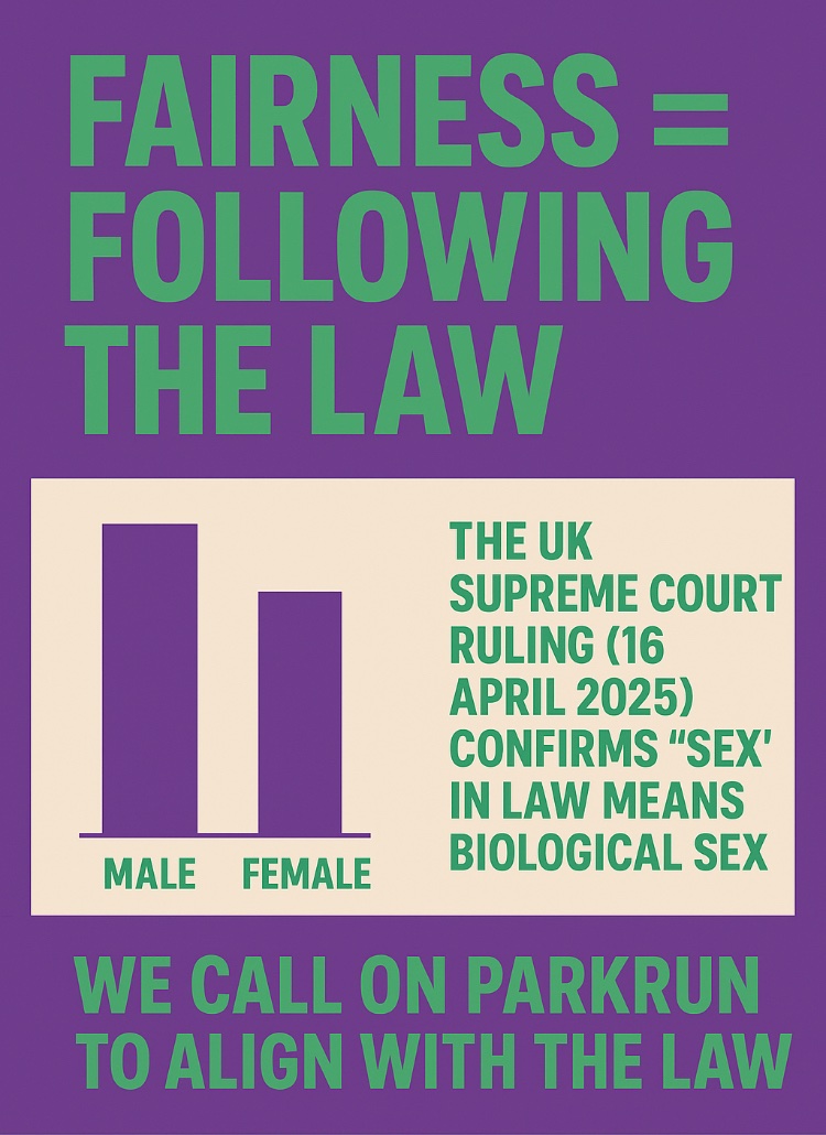 Caterina 🌈 (@caterin00138072) on Twitter photo This is long overdue! If you think <a href="/parkrunUK/">parkrun UK</a> should respect the law please share! Let’s get female categories protected for women only!
<a href="/mara_yamauchi/">Mara Yamauchi</a> <a href="/Sport_England/">Sport England</a> <a href="/sharrond62/">Sharron Davies MBE</a> <a href="/runthinkwrite/">Jon Pike</a> <a href="/AjaTheEmpress/">Aja ♀️🇬🇧</a> <a href="/DerryBanShee/">Fiona</a> <a href="/ForWomenScot/">For Women Scotland</a> <a href="/WomensRightsNet/">Women's Rights Network - WRN</a> <a href="/jo_bartosch/">Jo Bartosch</a> <a href="/Martina/">Martina Navratilova</a> This is long overdue! If you think <a href="/parkrunUK/">parkrun UK</a> should respect the law please share! Let’s get female categories protected for women only!
<a href="/mara_yamauchi/">Mara Yamauchi</a> <a href="/Sport_England/">Sport England</a> <a href="/sharrond62/">Sharron Davies MBE</a> <a href="/runthinkwrite/">Jon Pike</a> <a href="/AjaTheEmpress/">Aja ♀️🇬🇧</a> <a href="/DerryBanShee/">Fiona</a> <a href="/ForWomenScot/">For Women Scotland</a> <a href="/WomensRightsNet/">Women's Rights Network - WRN</a> <a href="/jo_bartosch/">Jo Bartosch</a> <a href="/Martina/">Martina Navratilova</a>