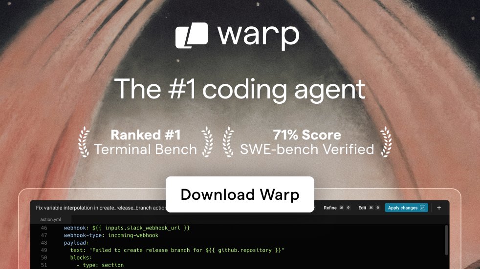 PostCSS's tweet image. Big thanks to @warpdotdev for sponsoring PostCSS!
Warp is the agentic development environment, built for coding with multiple AI agents.
warp.dev