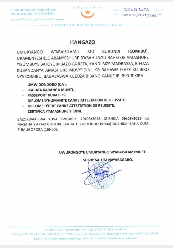 Communauté Islamique du Burundi-COMIBU tweet media