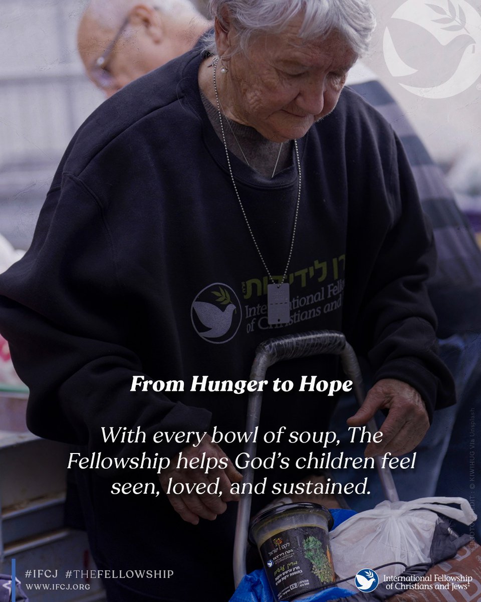 Every day, countless Jewish brothers and sisters across Israel face the ache of hunger and loneliness.

Thanks to faithful friends of The Fellowship, our partnership with Leket Israel and LaSova provides nourishing soup, fresh produce, and warm meals to those who need them most.